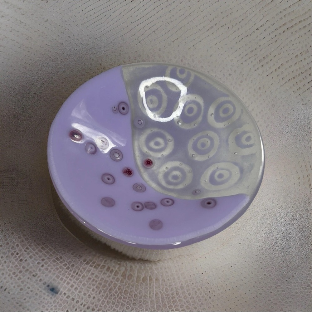 Artistic Lavender Millefiori Glass Trinket Dish